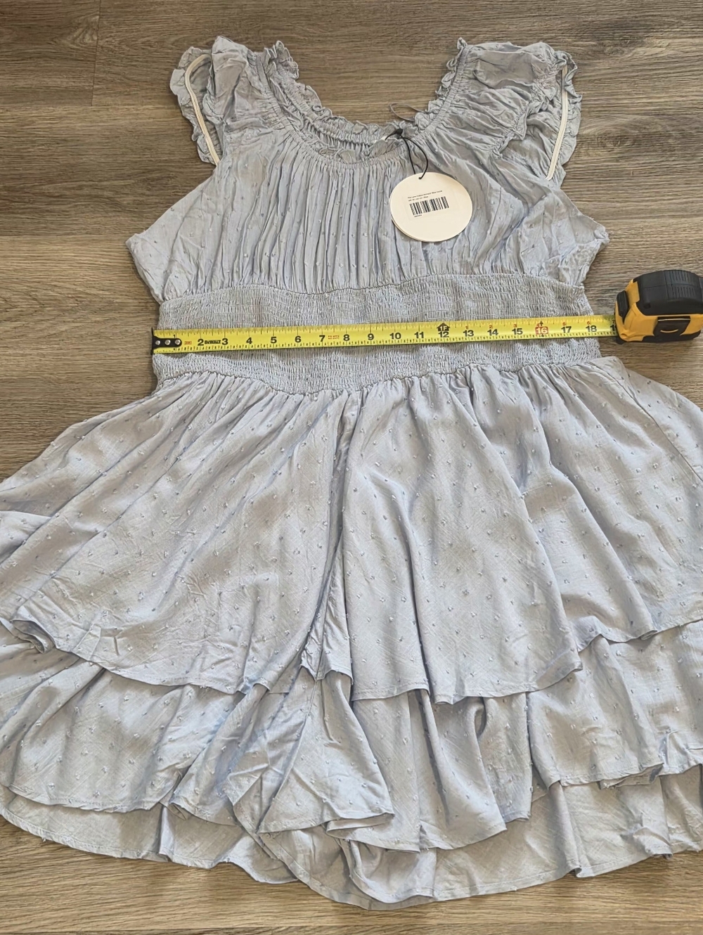 Princess Polly Light Blue Off-Shoulder Smocked Romper - Picture 10 of 10